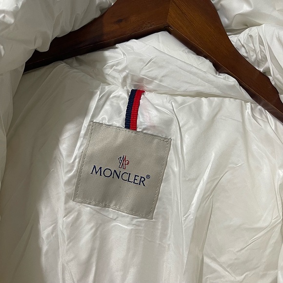 Moncler White Diamond Pattern Down Jacket - Picture 9 of 14